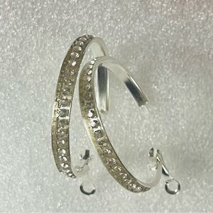 Sparkling Silver Crystal Hoop Earrings